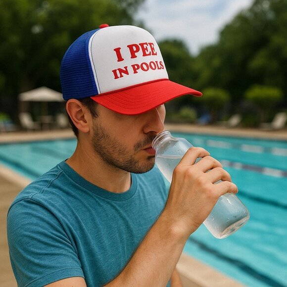 I Pee In Pools Foam Trucker Mesh Snapback - Picture 1 of 5